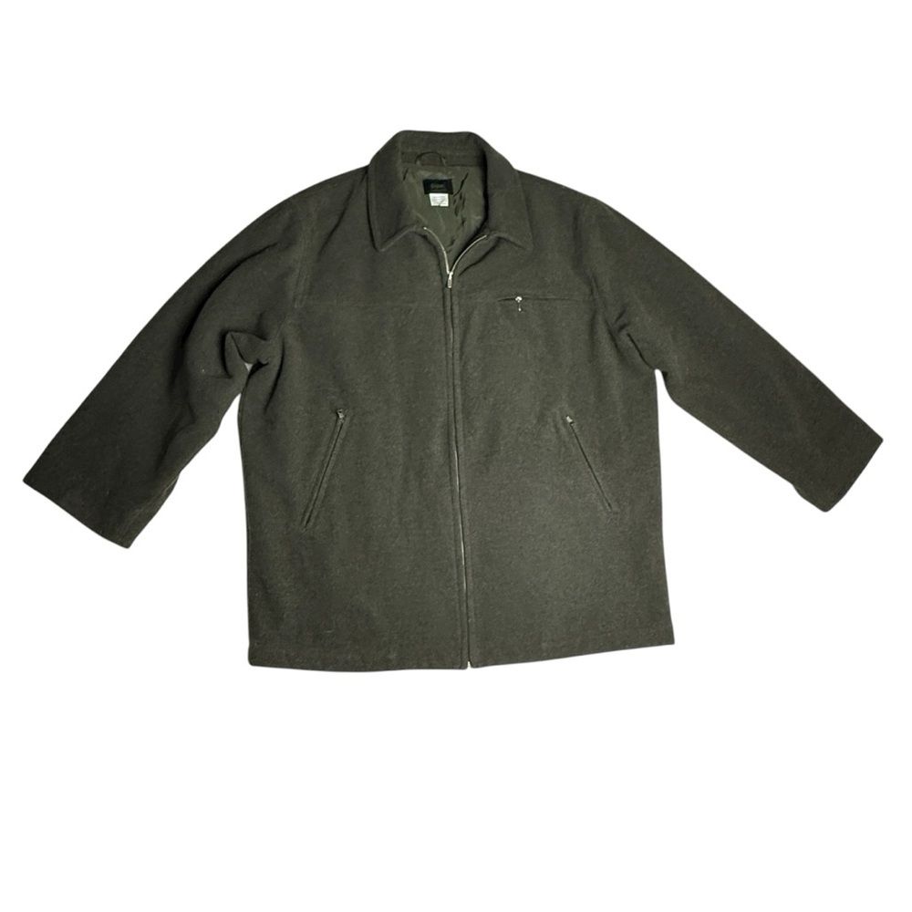 VTG Lacoste Wool Jacket Olive Green Full Zip Collared Pockets Lined SZ XXL READ - Picture 3 of 11